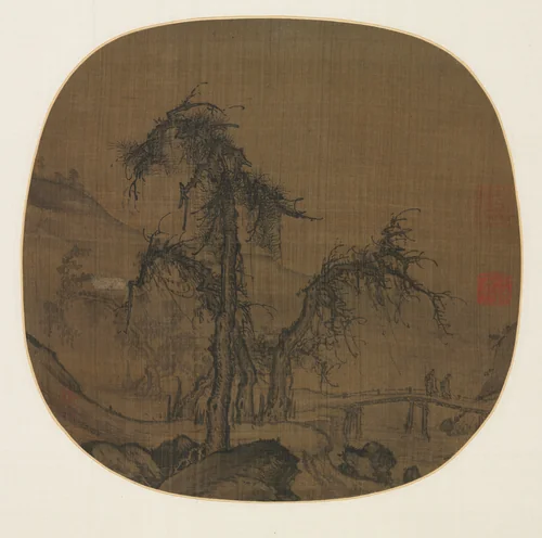 Ramblers over a Winding Stream by Luo Zhichuan, painting, 1320-1330