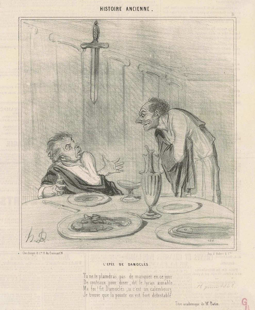 L'épée de Damoclès by Honoré Daumier, print, 1842
