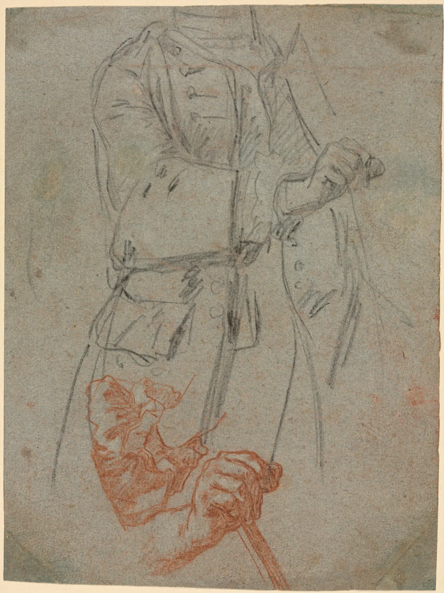 Studies of a Costume, Sleeve, and Hand by Pietro Longhi, drawing, 1742-1748