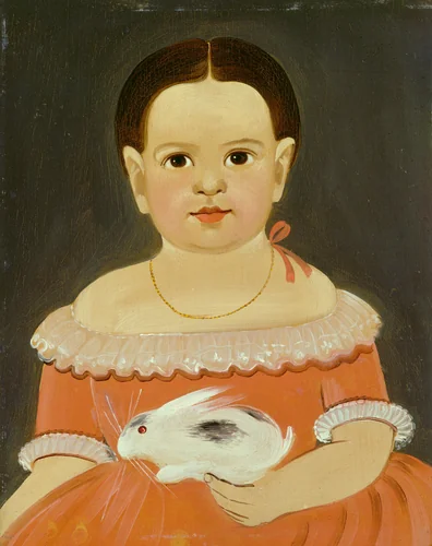 Little Girl with Pet Rabbit by Sturtevant J. Hamblin, painting, 1845