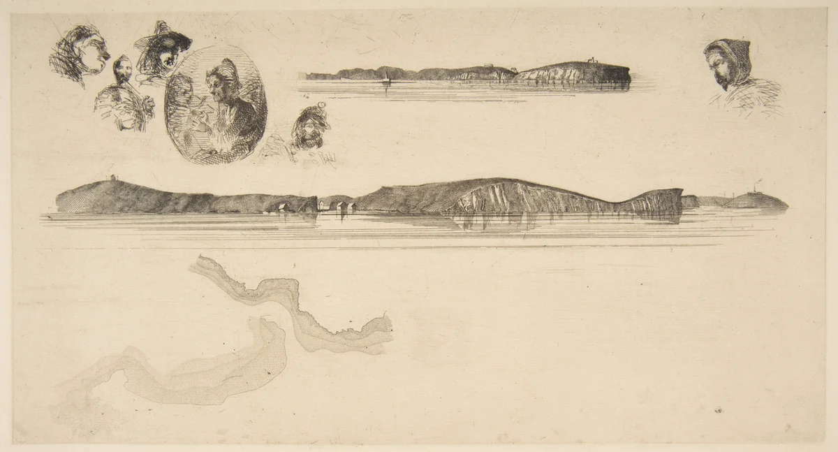 Sketches on the Coast Survey Plate by James McNeill Whistler, print, 1854-1855