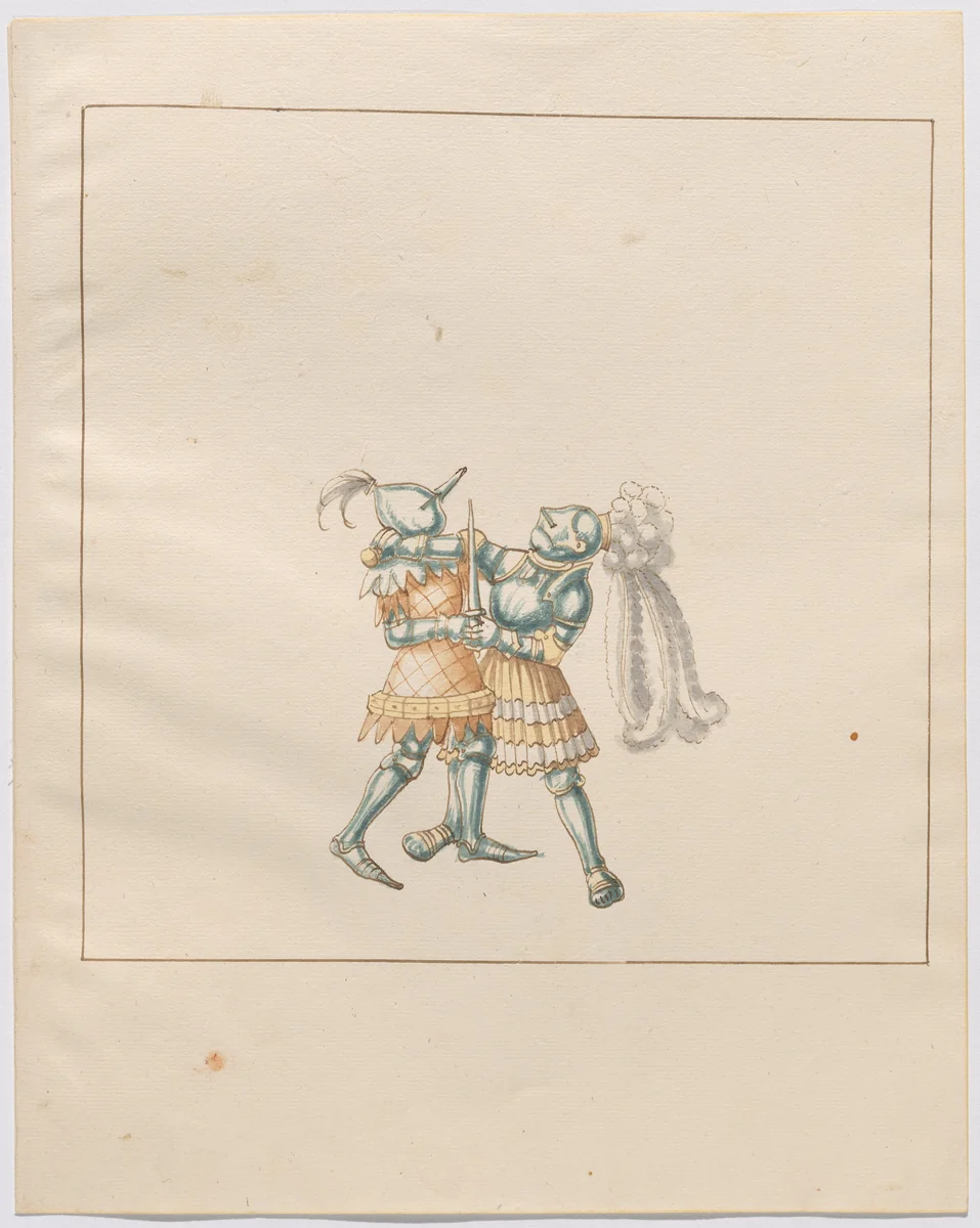 Foot Combat with Daggers by German 16th Century, drawing, 1515