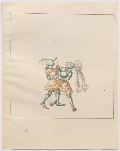 Foot Combat with Daggers by German 16th Century, drawing, 1515