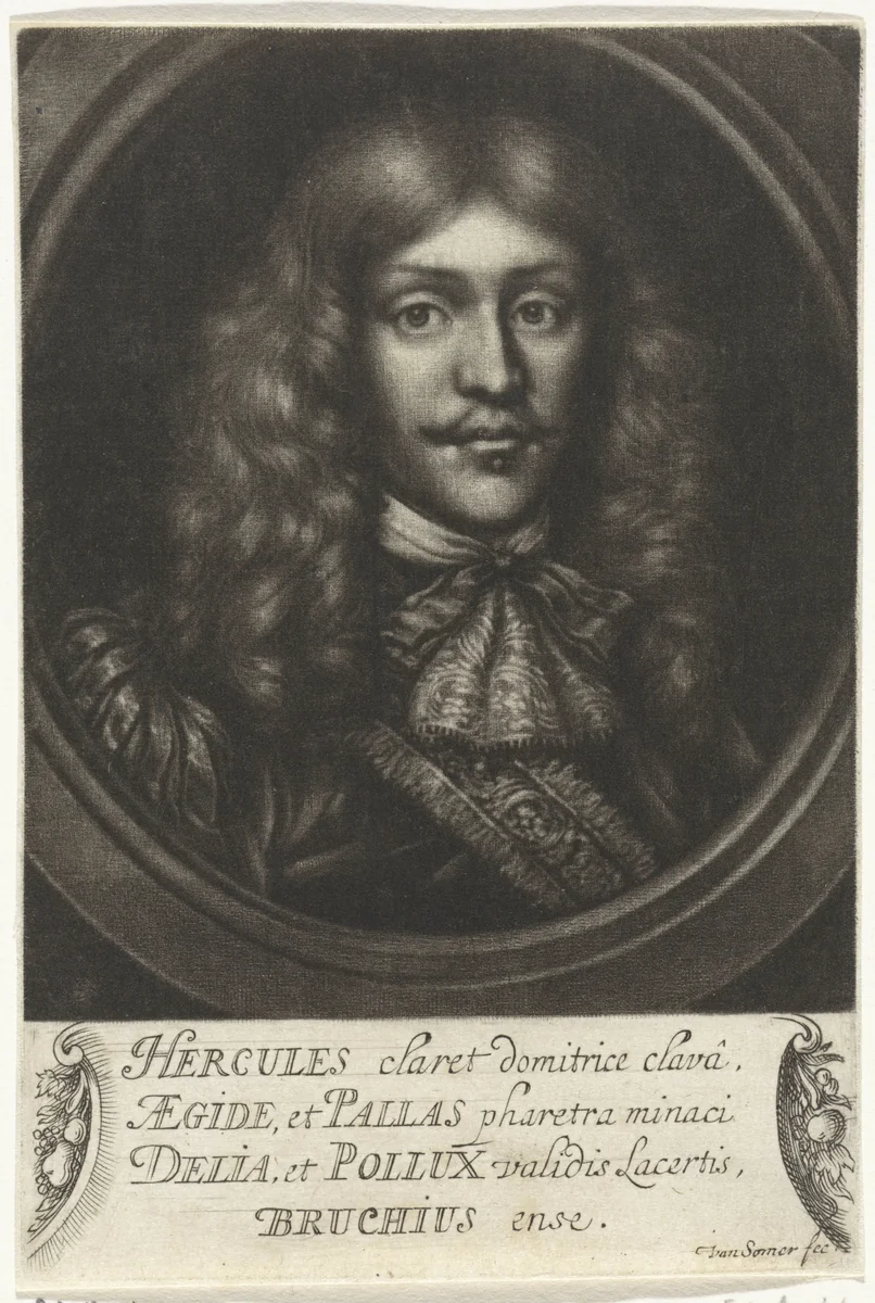 Portret van Johann Georg Bruck by Jan van Somer, print, 1655-1700