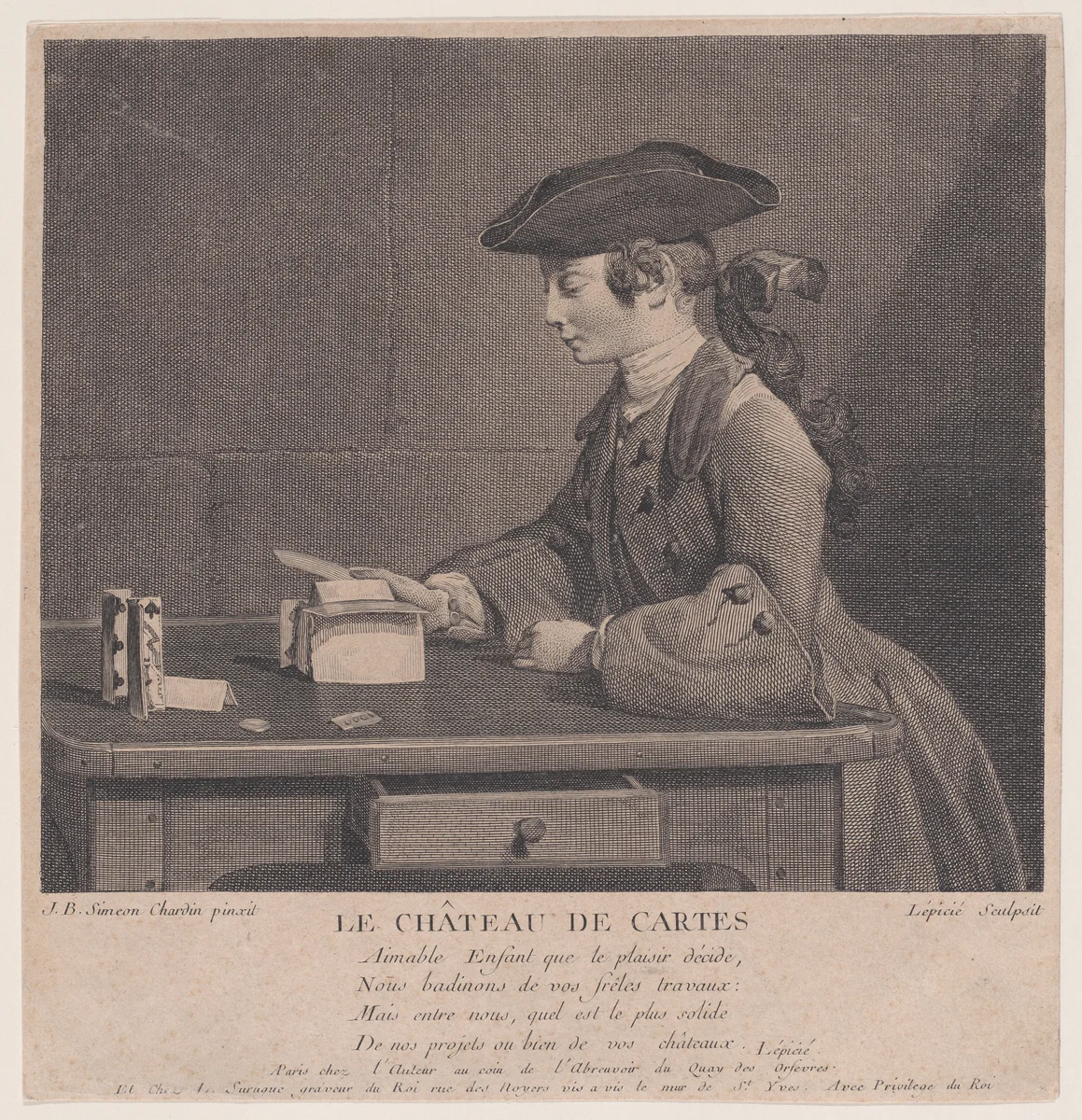 The Castle of Cards by Nicolas-Bernard Lépicié, print, 1762