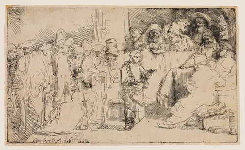 Christ Disputing with the Doctors: A Sketch by Rembrandt van Rijn, print, 1652
