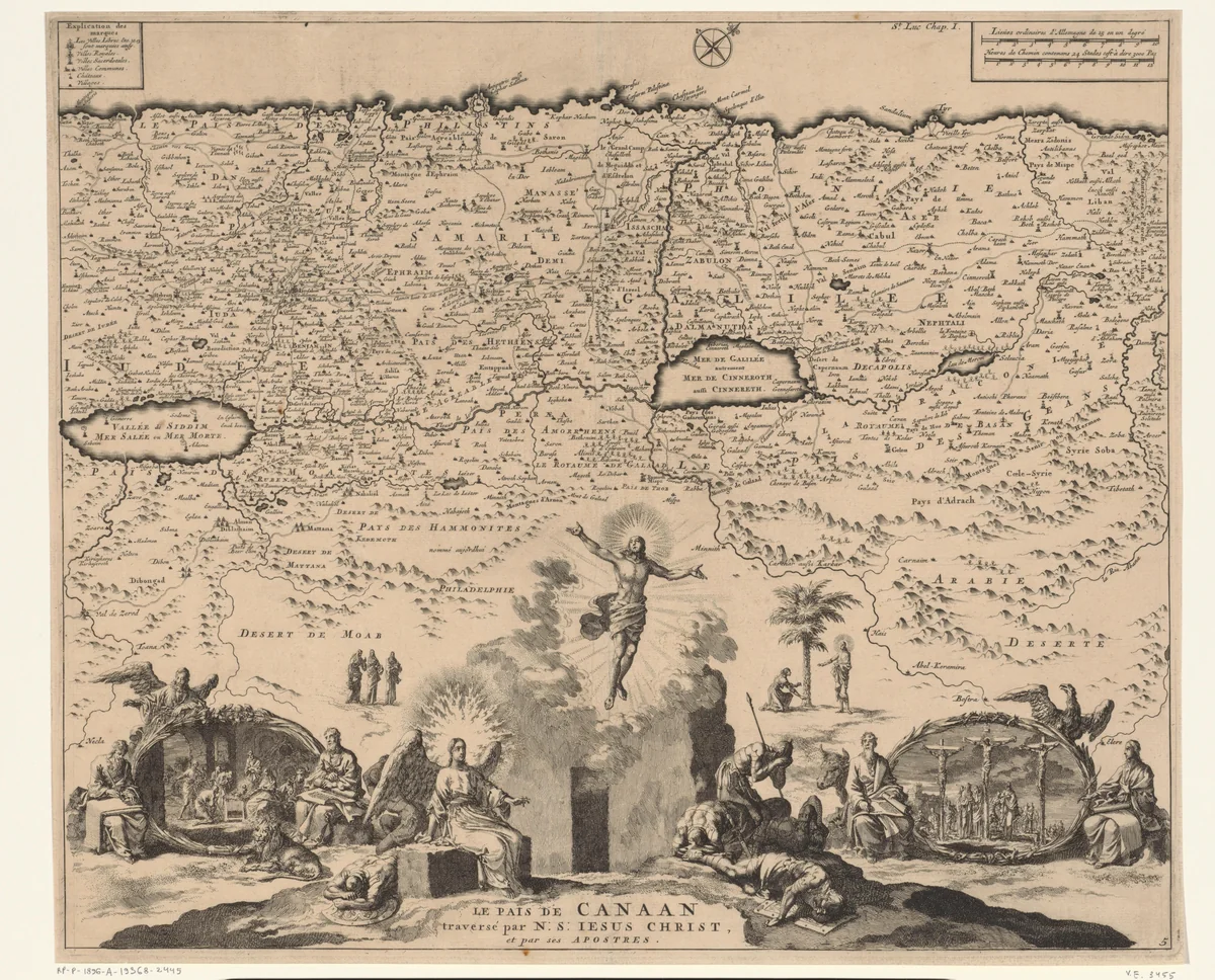 Kaart van het land Kanaän by Jan Luyken, print, 1707
