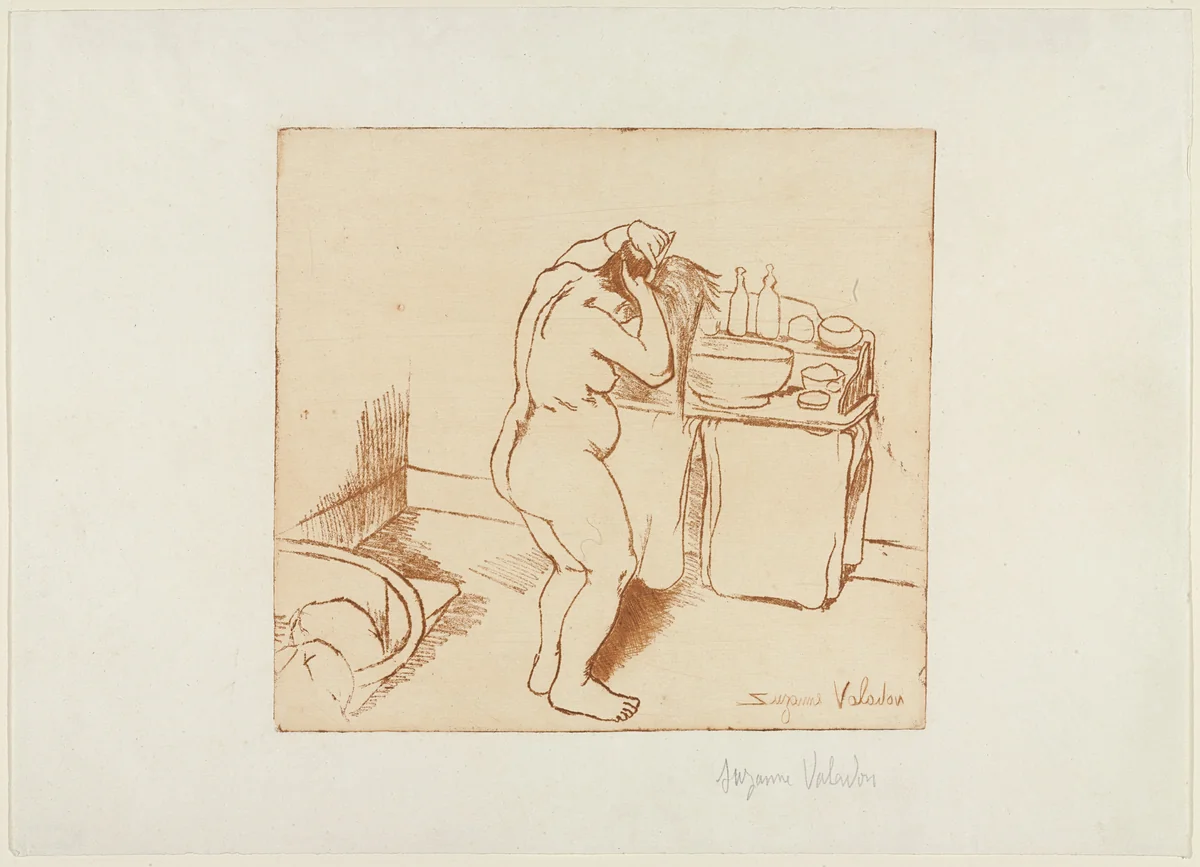 Catherine Nude Combing Her Hair (Catherine nue se coiffant) by Suzanne Valadon, print, 1895