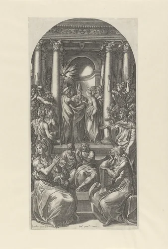 Huwelijk van Maria en Jozef by Unknown, print, 1515-1565