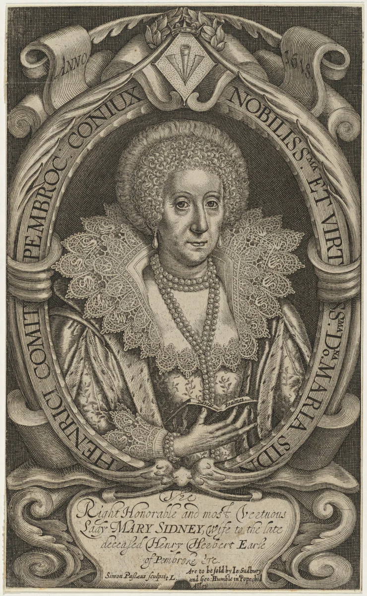Mary Sidney, Countess of Pembroke by Simon van de Passe, print, 1618