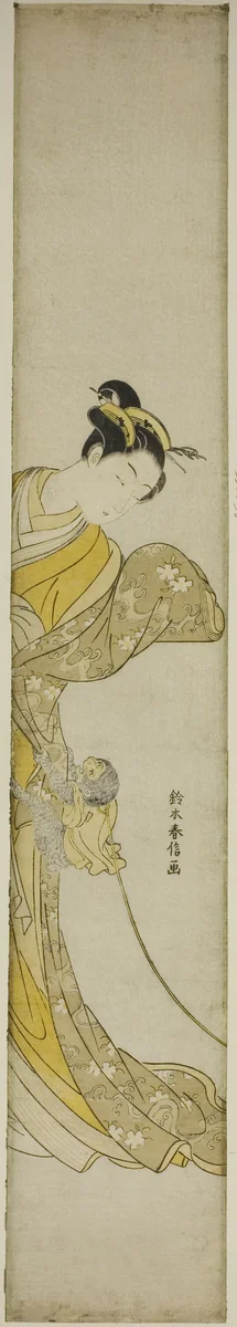 Woman with Pet Monkey by Suzuki Harunobu (鈴木春信), print, 1762-1770