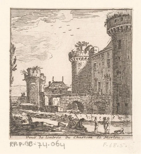 Gezicht op de ingang van kasteel Marlou by Israël Silvestre, print, 1656