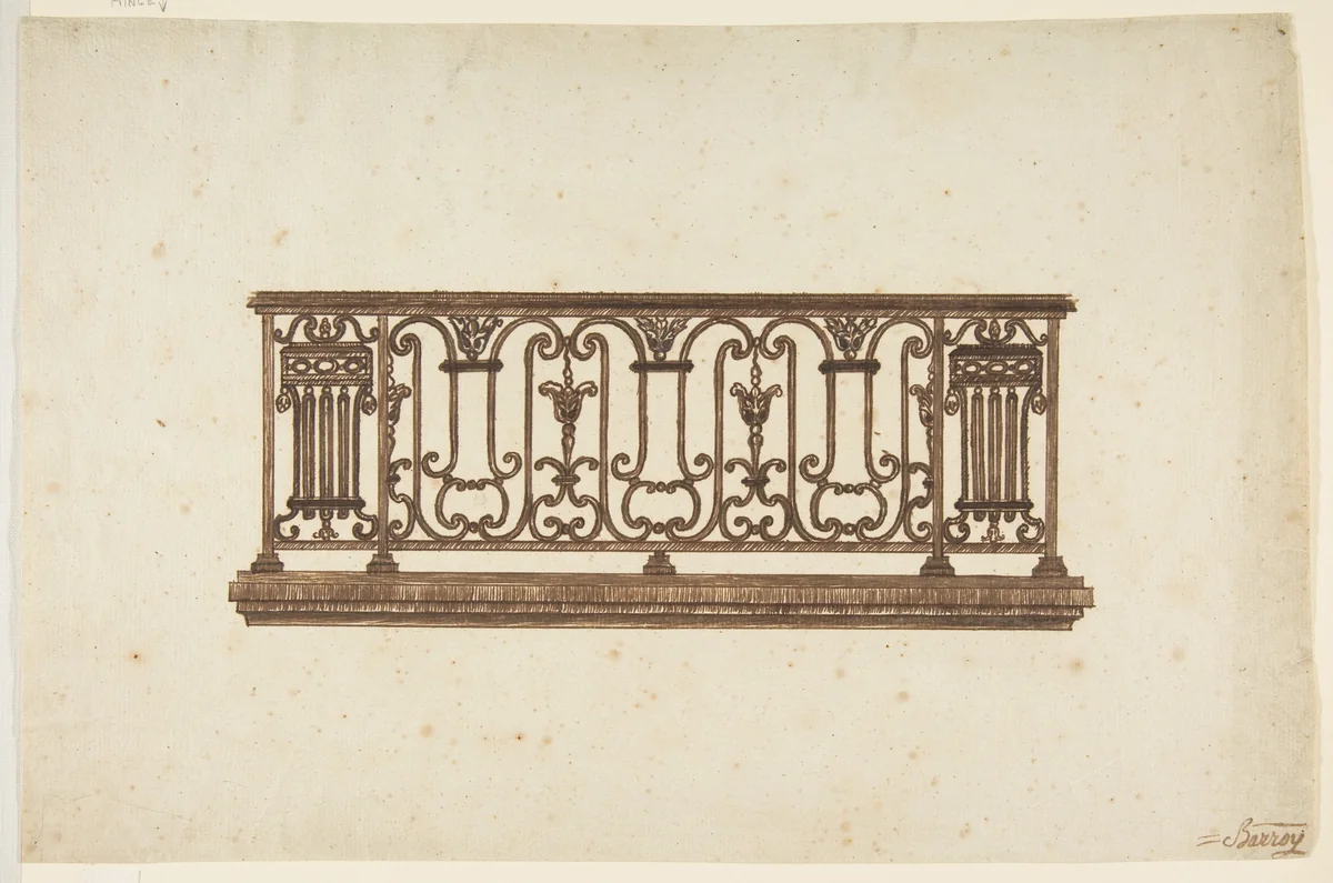 Design for an Iron Railing by anonymous, drawing, 1700-1800