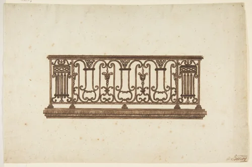 Design for an Iron Railing by anonymous, drawing, 1700-1800