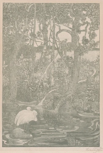 Bosidylle (Woodland Idyll) by Theodoor van Hoijtema, print, 1898