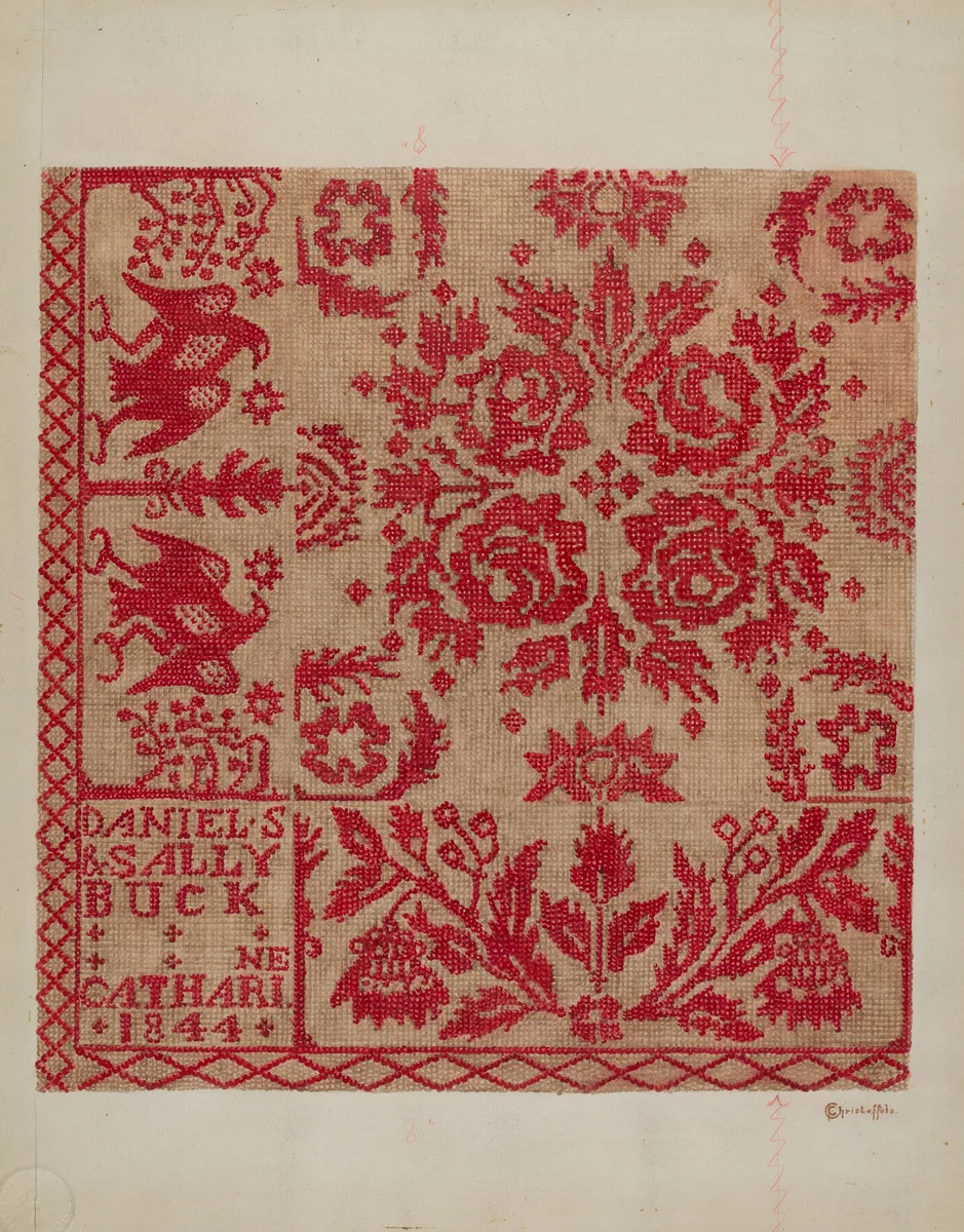 Handwoven Coverlet by Cornelius Christoffels, index of american design, 1937