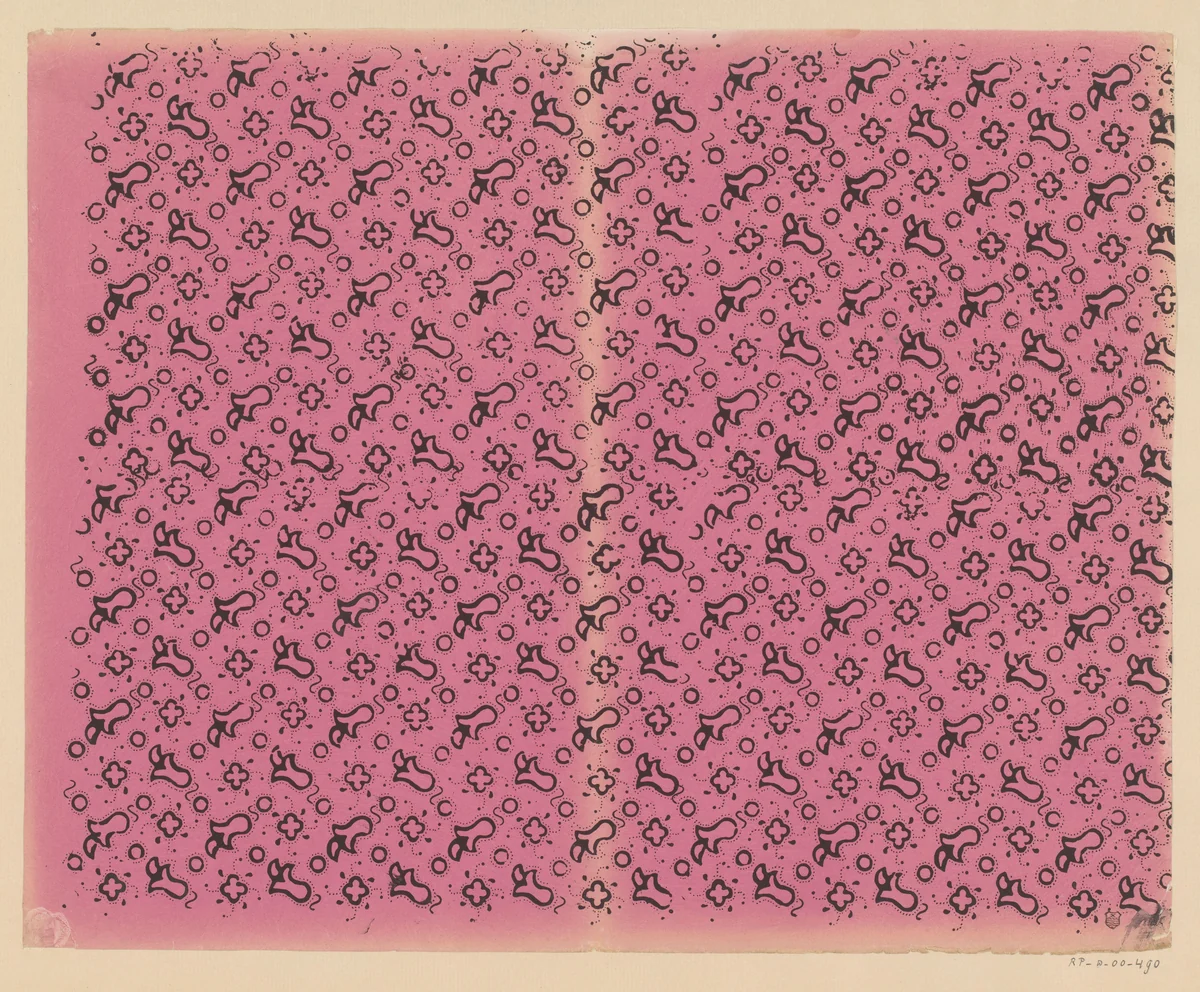 Blad met alternerend strooipatroon van motieven by anonymous, other, 1800-1900