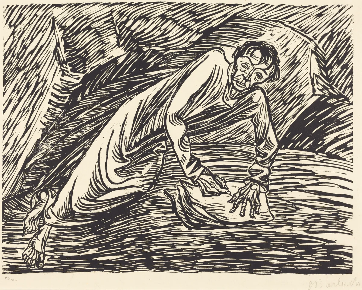 The Writing Prophet (Saint John on Patmos) by Ernst Barlach, print, 1919