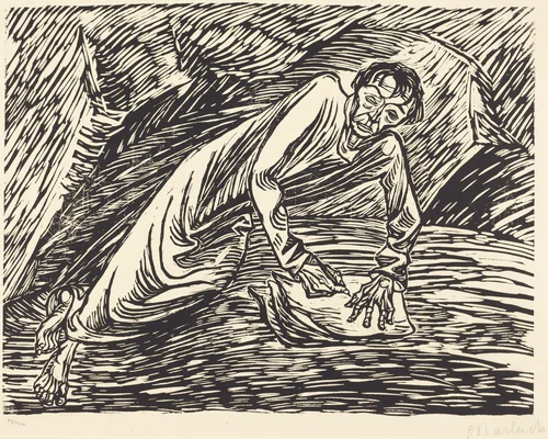 The Writing Prophet (Saint John on Patmos) by Ernst Barlach, print, 1919