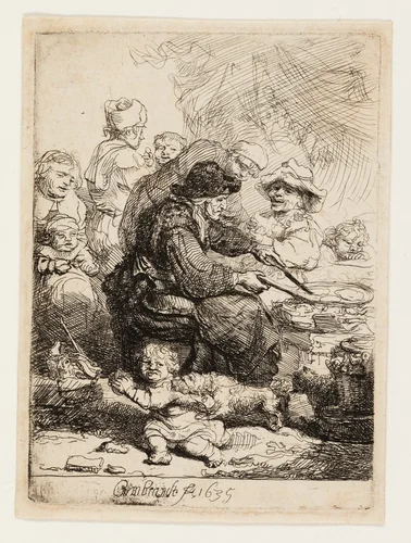The Pancake Woman by Rembrandt van Rijn, print, 1635