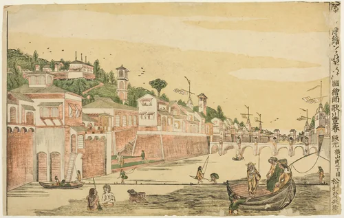 Fishing (Senadori no zu), from the series "Dutch Perspective Pictures (Oranda uki-e)" by Utagawa Toyoharu, print, 1763-1773