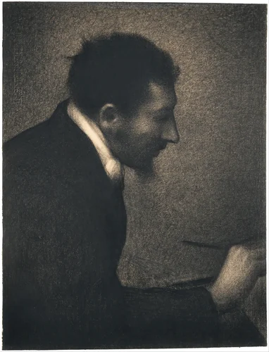 Aman-Jean (Portrait of Edmond François Aman-Jean) by Georges Seurat, drawing, 1882-1883