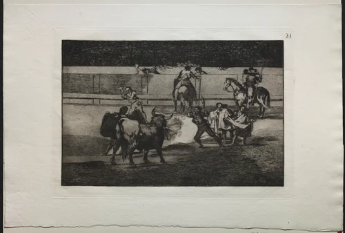 Bullfights: Banderillas with Firecrackers by Francisco de Goya, print, 1816-1876