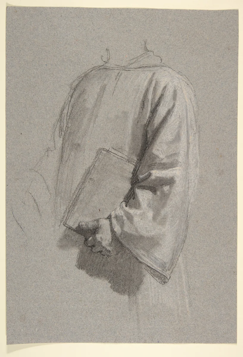 Drapery Study for a Cleric (lower register; study for wall paintings in the Chapel of Saint Remi, Sainte-Clotilde, Paris, 1858) by Isidore Pils, drawing, 1825-1875