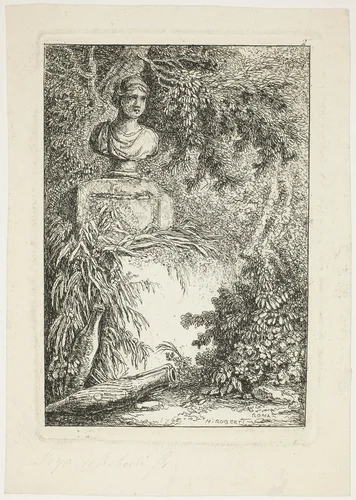 The Bust, plate two from Les Soirées de Rome by Hubert Robert, print, 1764