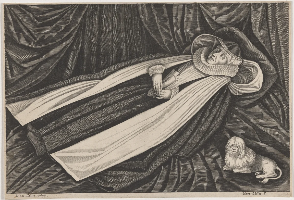 Deathbed of a Nun by Lucas Kilian, print, 1579-1637
