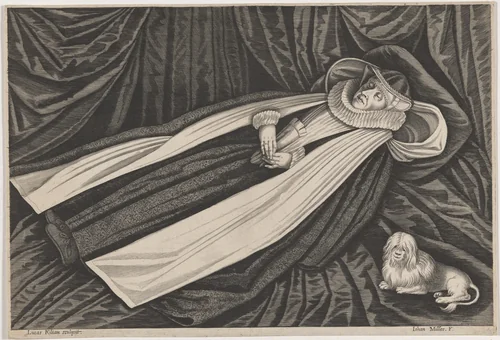 Deathbed of a Nun by Lucas Kilian, print, 1579-1637