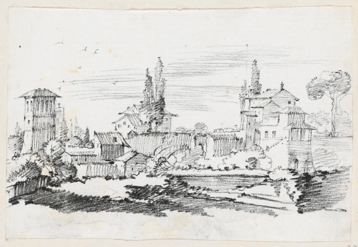 Houses in Italy by Joseph-Marie Vien, drawing, 1744-1750