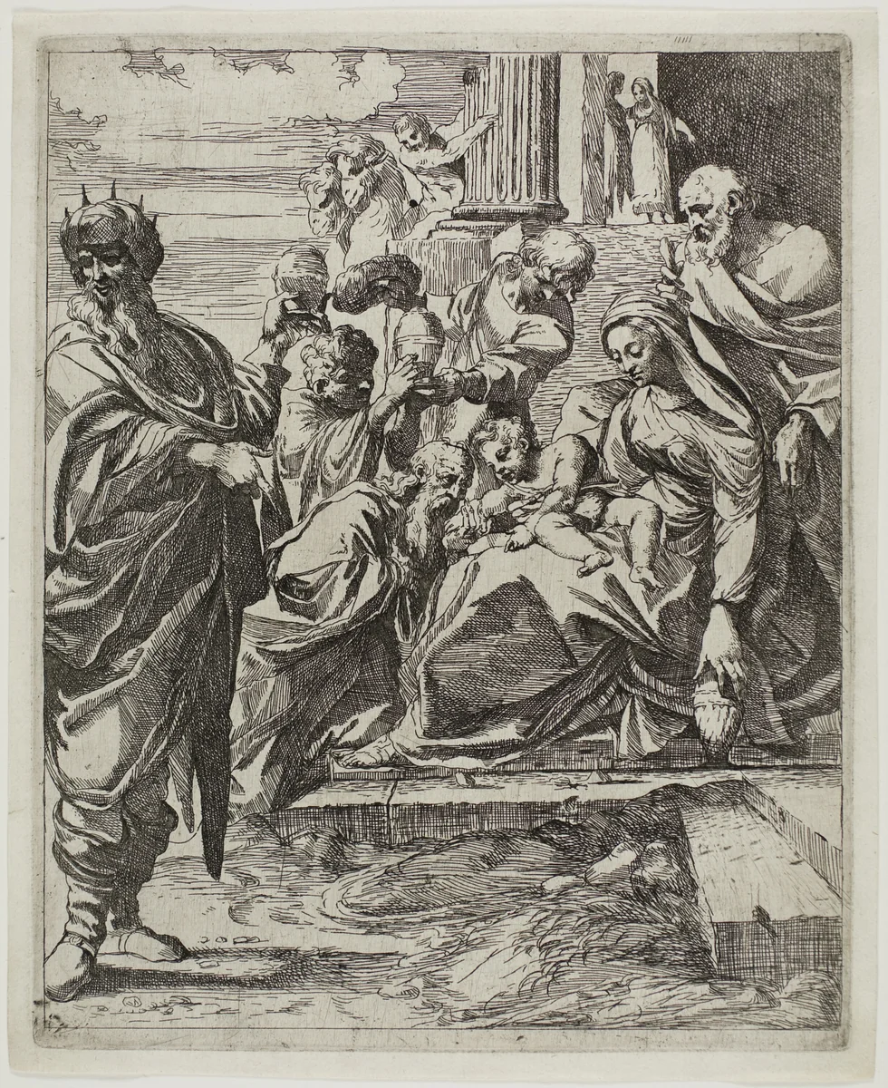 Adoration of the Magi by Francesco Brizio, print, 1595