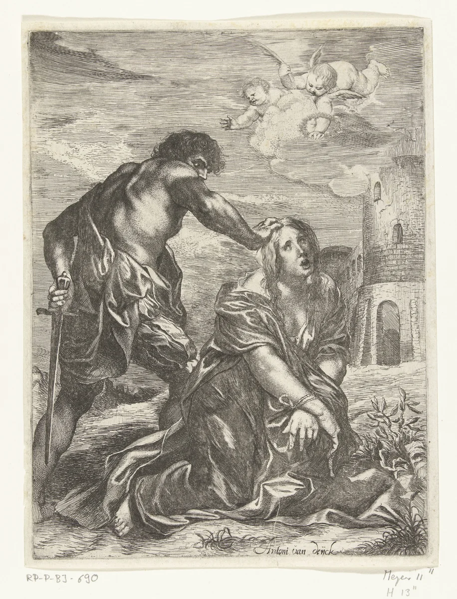 De terechtstelling van de heilige Barbara by Willem Basse, print, 1633-1672