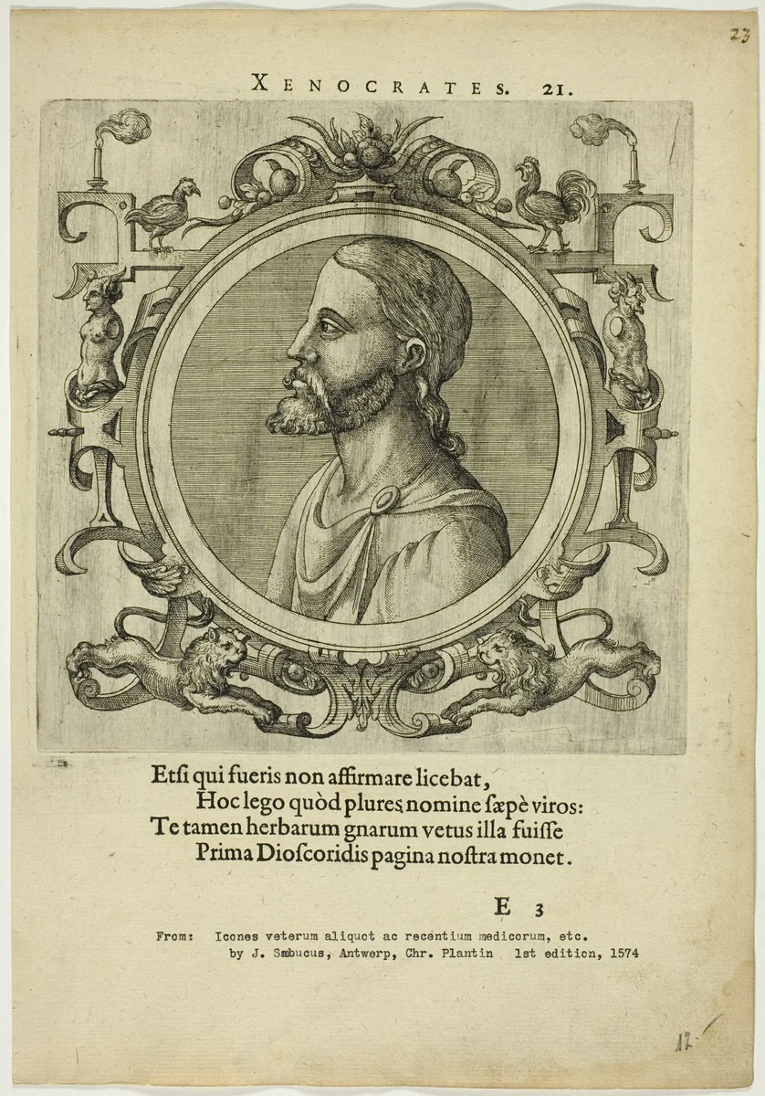 Portrait of Xenocrates by Unknown Artist, print, 1574