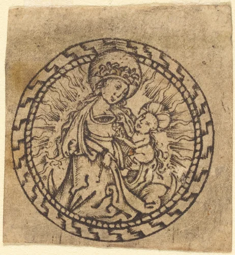 Madonna and Child by Master with the Flower Borders, print, 1390-1510