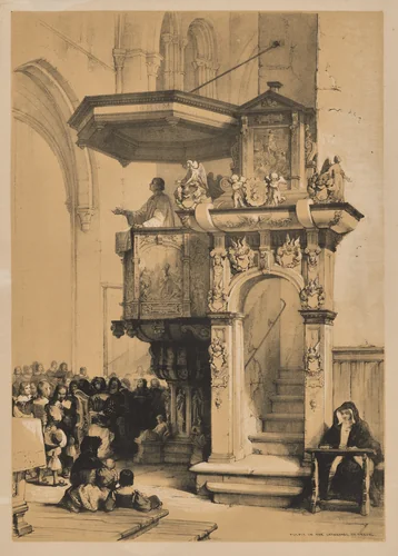 Sketches in Belgium and Germany, First Series, Pulpit in the Cathedral of Treves by Louis Haghe, print, 1845