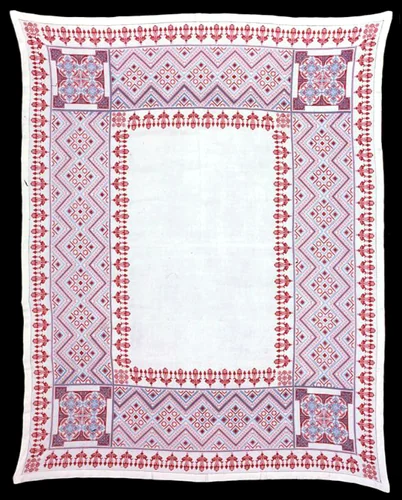 Tablecloth by Ukraine or Yugoslavia, textile, 1850-1870
