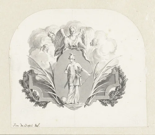 Ontwerp voor een vignet met een allegorische voorstelling by Joannes de Bosch, drawing, 1723-1785