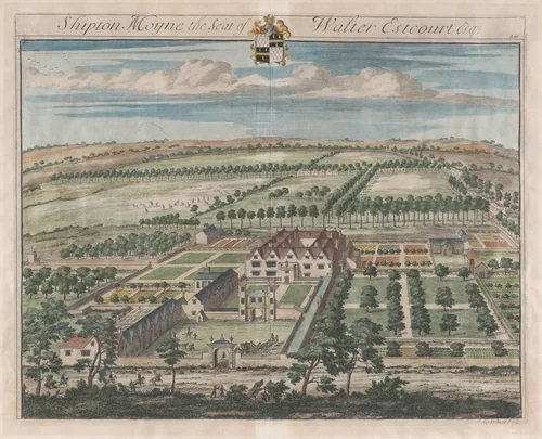 Shipton Moyne, The Seat of Walter Estcourt, Esq., plate 340 from "The Ancient and Present State of Gloucestershire" by Johannes Kip, print, 1712-1768