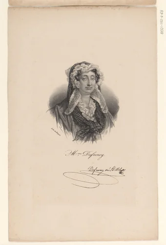Portret van Adélaïde-Gillette Dufrénoy by anonymous, print, 1818-1842