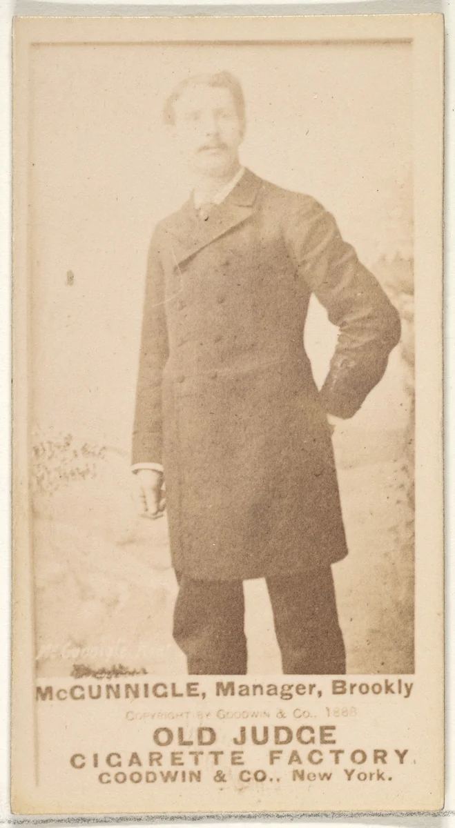 McGunnigle, Manager, Brooklyn Bridegrooms, from the Old Judge series (N172) for Old Judge Cigarettes by Goodwin & Company, photograph, 1888