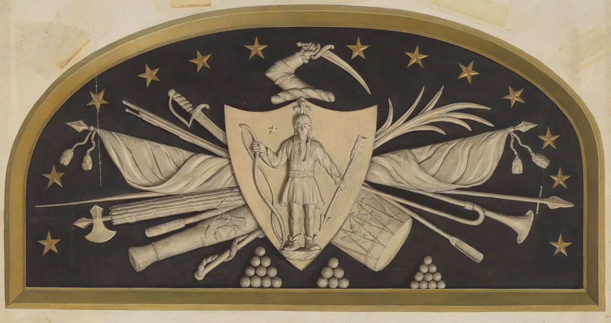 Lunette - Massachusetts State Seal by Jane Iverson, index of american design, 1937