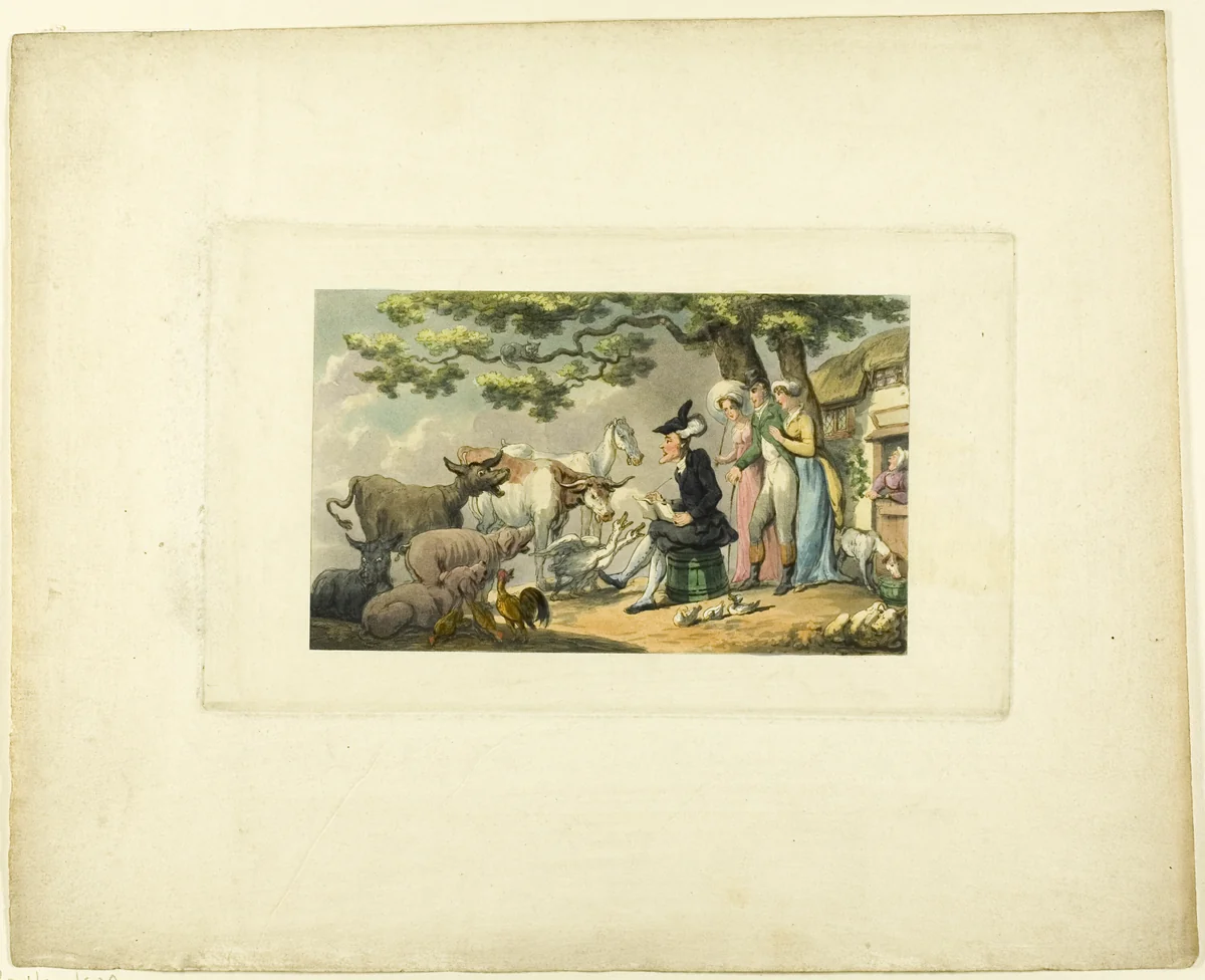 Doctor Syntax Drawing After Nature, from The Tour of Doctor Syntax by Thomas Rowlandson, print, 1808-1813