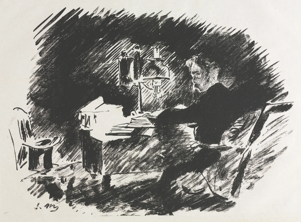 Illustration for The Raven by Edgar Allan Poe by Edouard Manet, print, 1875