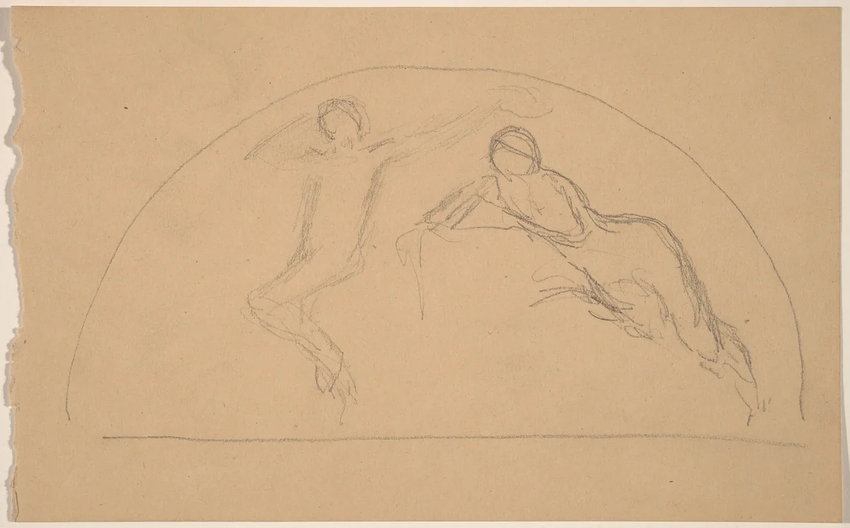 Study of Figures in a Lunette by Charles Sprague Pearce, drawing, 1890-1897