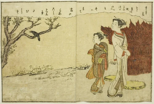 Double-page Illustration from Vol. 1 of "Picture Book of Spring Brocades (Ehon haru no nishiki)" by Suzuki Harunobu (鈴木春信), print, 1771