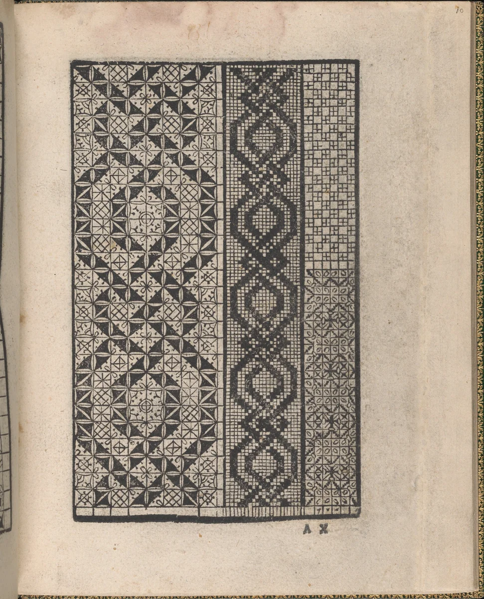 Ornamento delle belle & virtuose donne, page 6 (recto) by Matteo Pagano, book, 1554