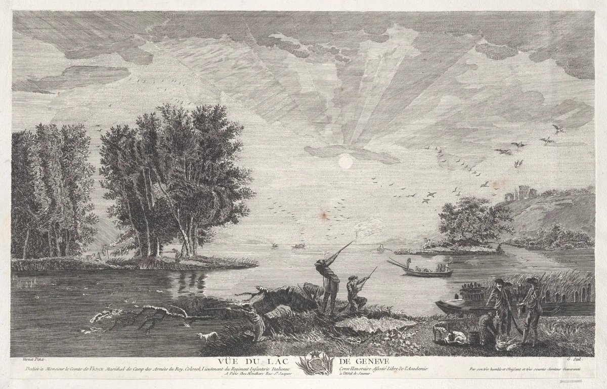 View of Lake Geneva by Joseph Vernet, print, 1745-1805