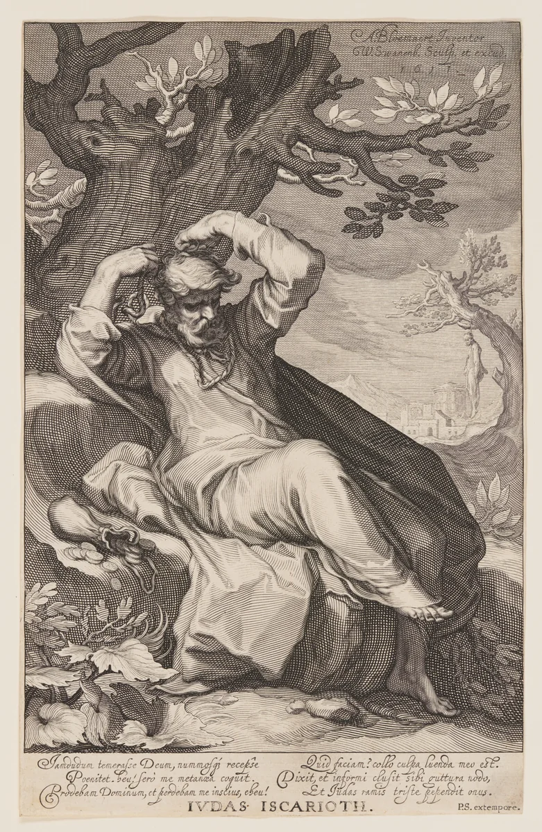 Judas Iscarioth, from Sinners of the Old and New Testament by Willem van Swanenburgh Abraham Bloemaert, print, 1611